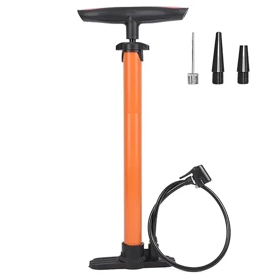 Plastic Bicycle Pump, Orange & Black
