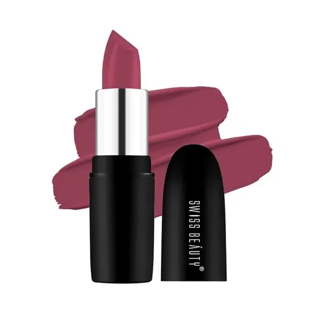 Swiss Beauty Pure Matte Lipstick, Smoking Red, 3.8 g