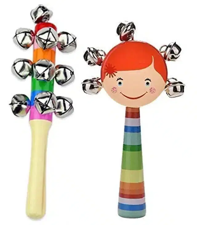 Wooden Rattle Toys for Kids, Multicolor, Set of 2