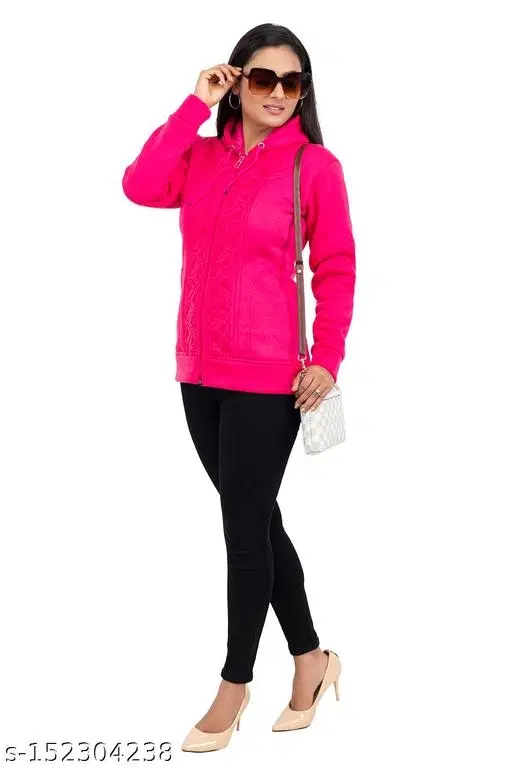 Polyester Sweater for Women (Pink, S)