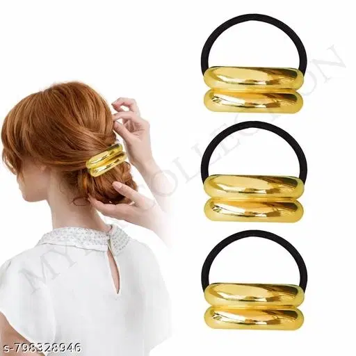 Scrunchies for Women (Gold, 3 Pcs)