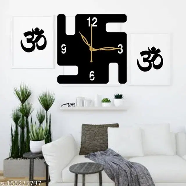 Wooden Wall Clock for Home, Black