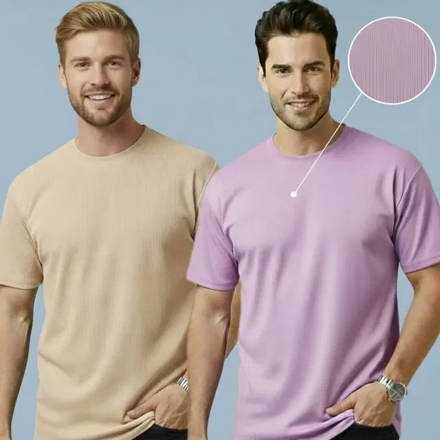 Polyester Round Neck T-shirt for Men, Multicolour, Pack of 2 (XL)