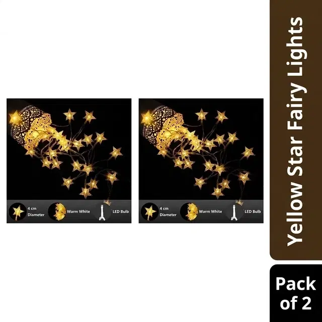 16 LEDs 2.5 m Yellow Star Shape Fairy (Pack of 2)