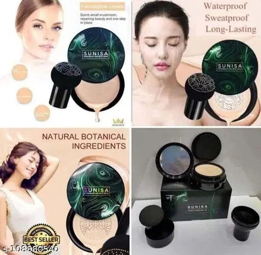 SUNISA Mushroom Head Make up Air Cushion BB Cream Waterproof Liquid Moisturizing White Concealer Foundation Air-permeable Natural Brightening Makeup CC Cream Natural Concealer Original 100% Foundation