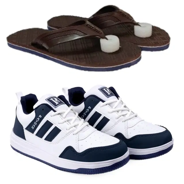 Combo of Flipflops with Sports Shoes for Men, Set of 2 (Multicolor, 7)