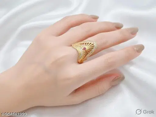 Gold Ring for Women (Gold, Free Size)