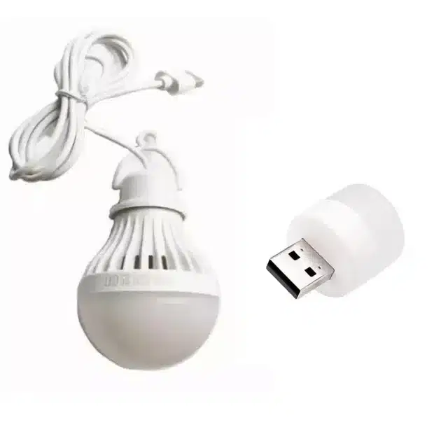 Combo of USB Bulb with USB LED Light, 1 W, White