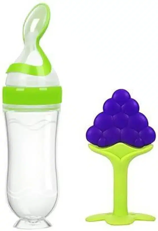 Silicone Food Feeder with Teether for Kids, Multicolor, Set of 2