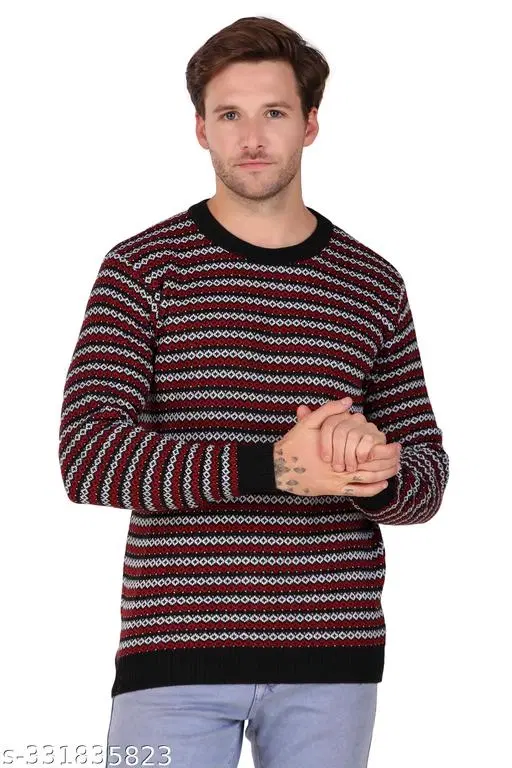 Full Sleeves Sweater for Men (Maroon, M)