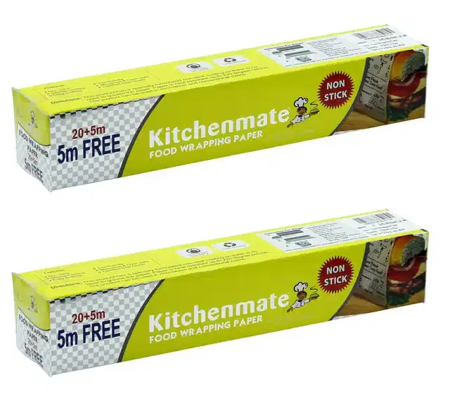 Kitchenmate Food Wrapping Greaseproof Paper, Pack of 2, 25 m