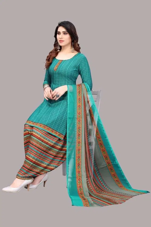 Unstitched Dress Material for Women & Girls (Turquoise)