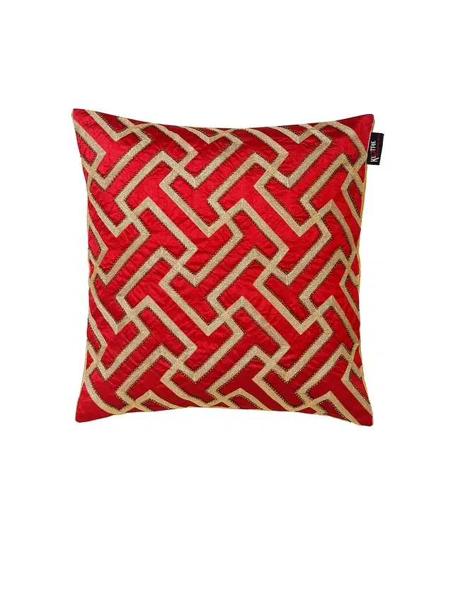 Cotton Cushion Cover, Red, 16x16 inches