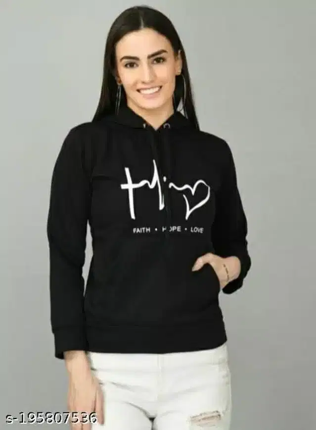 Cotton Blend Hoodie for Women (Black, S)