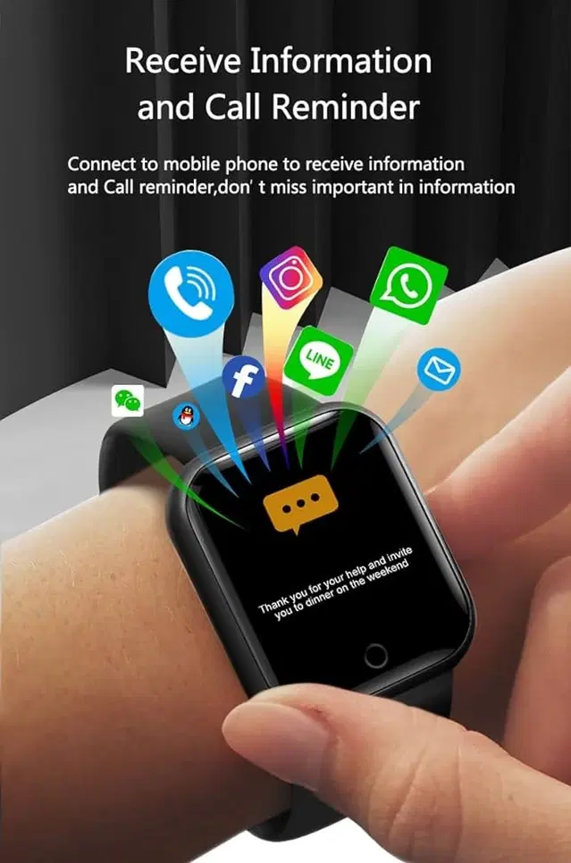 Rubber Strap T 500 Bluetooth Smartwatch for Men & Women, Black