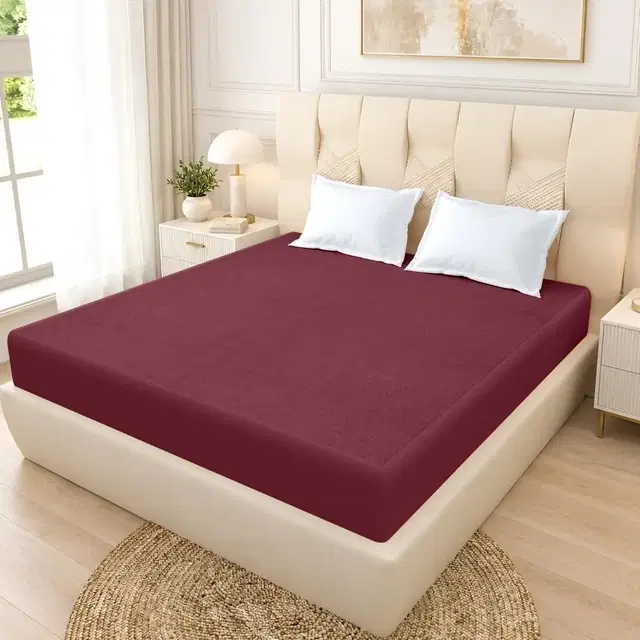 Rivermoor Cloud Cotton Water Resistant Mattress Protector Fitted King 198 Cm X 183 Cm X 25 Cm Wine