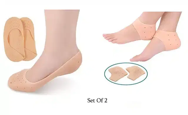 Pain Relief Silicon Gel Socks, Set of 2, Beige