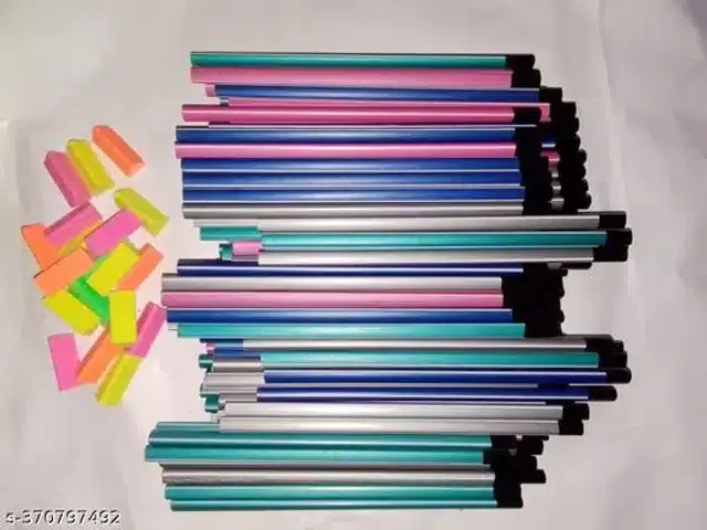 , 100 Pcs Pencil with 10 Pcs Eraser, Multicolor, Set of 2