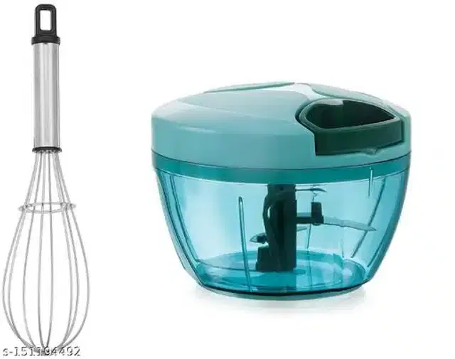 Manual Chopper with Whisk, Multicolor, Set of 2