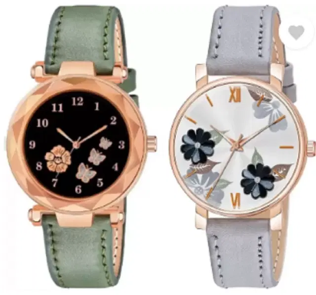 Analog Watch for Women & Girls, Pack of 2 (Multicolor)