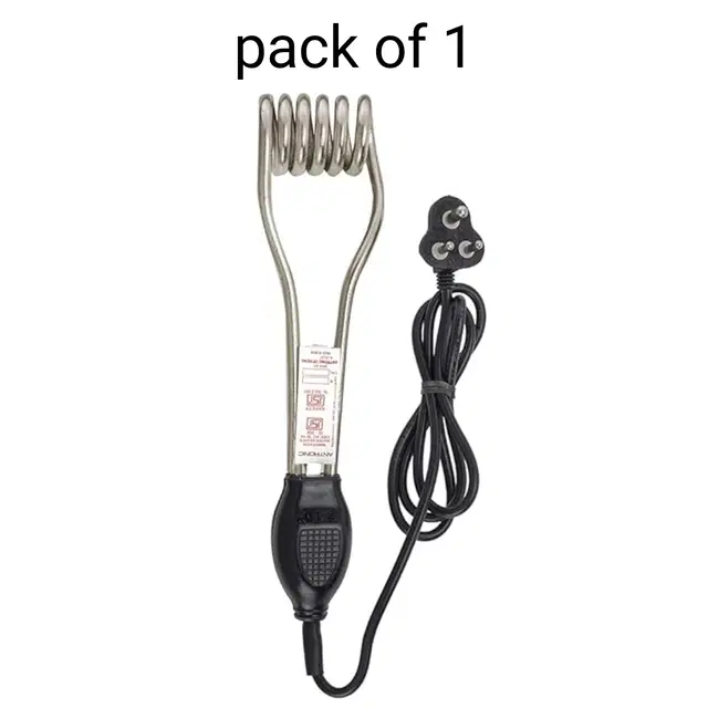 Waterproof Shockproof Water Heater Immersion Rod, Black & SIlver, 1000 W