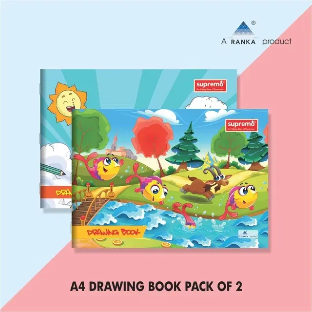 BEST CHOICE A4 Plain Drawing Book, 40 Pages, Pack of 2