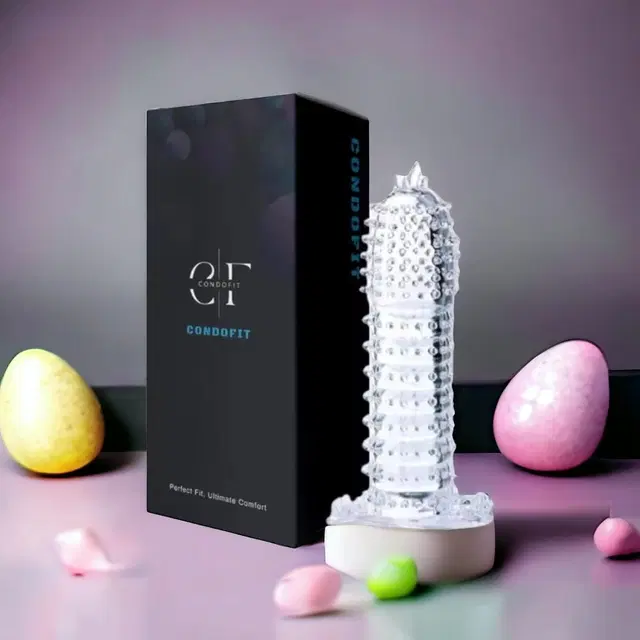 Crystal Dotted Reusable Condom for Men, Transparent, Pack of 1