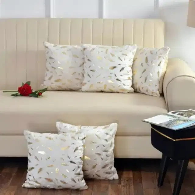 Velvet Cushion Covers with Back Zipper, White, 16x16 Inches, Pack of 5