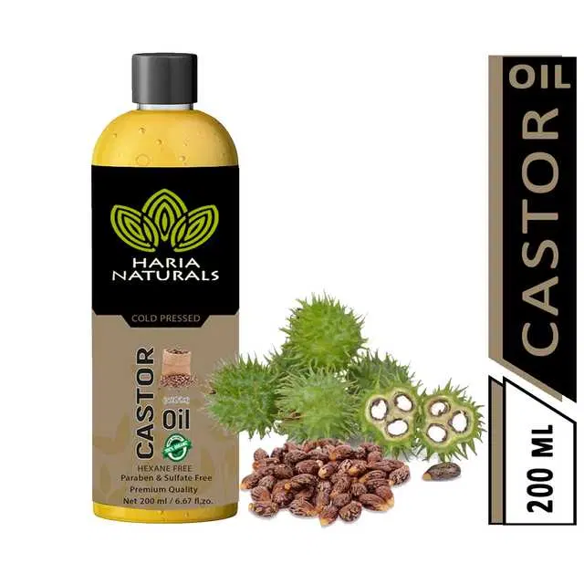 Haria Naturals Cold Pressed Castor Oil 200 ml, Pack of 1 200 ml, B-15317