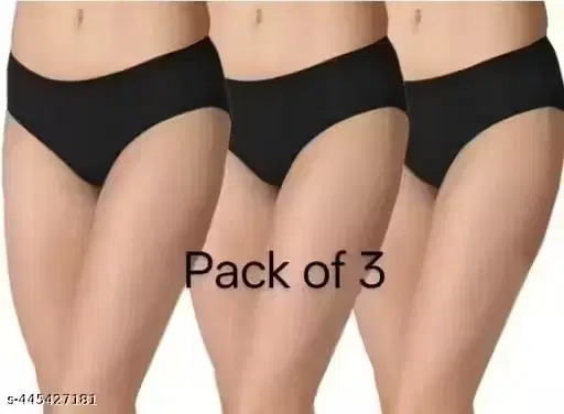 Cotton Blend Briefs for women, Pack of 3, Black (S)