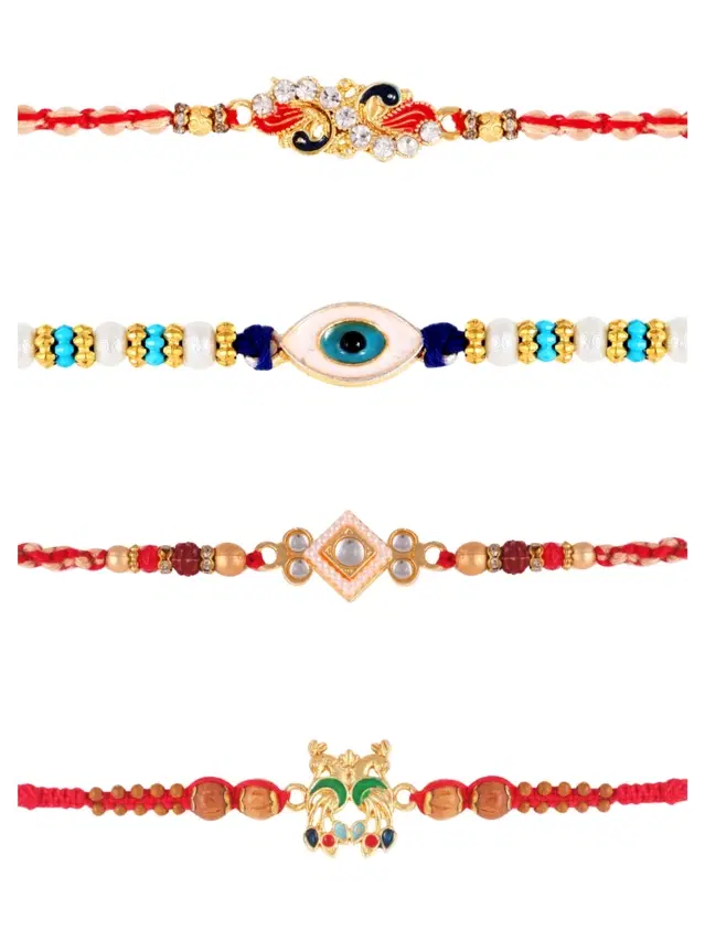 Designer Rakhi for Rakshabandhan, Multicolor, Pack of 4