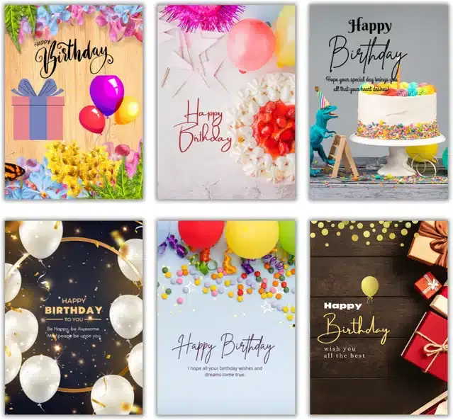 Birthday Greeting Cards Combo, Multicolor, Pack of 6