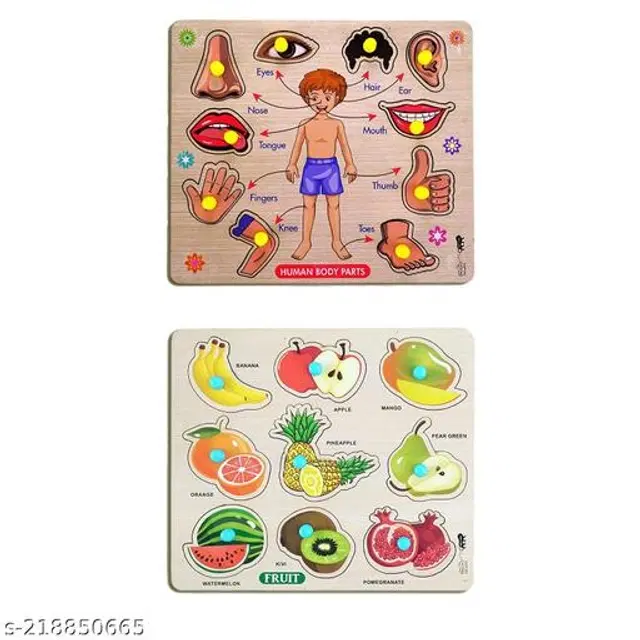 Wooden Puzzle for Kids, Multicolor, Pack of 2