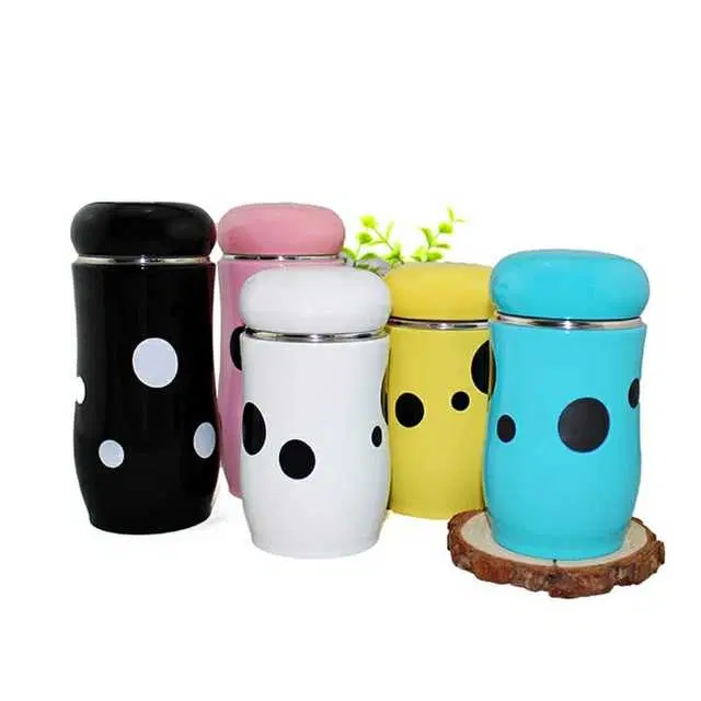 Stainless Steel Double Wall Dot Vacuum Bottle Steel, Multicolor 350 ml, Pack Of 5, S-14
