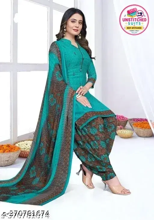 Crepe Printed unstitched suits for women, Purple