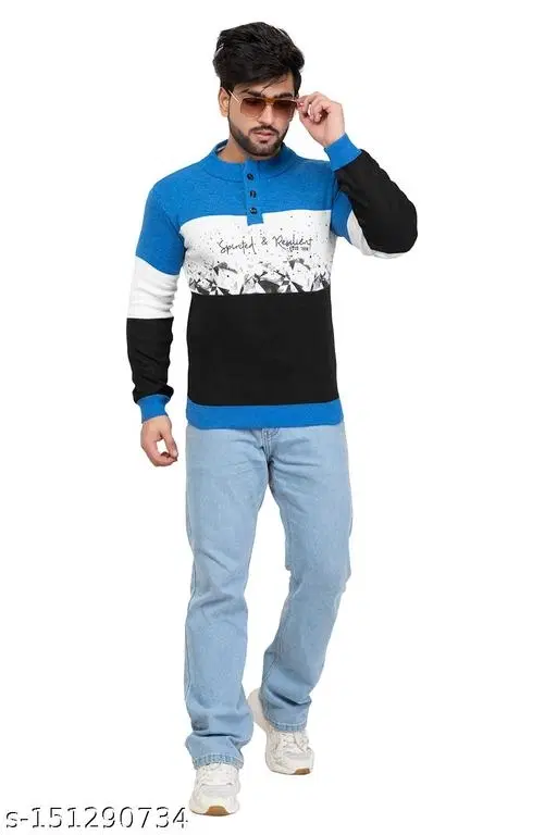 Full Sleeves Sweater for Men (Multicolor, L)