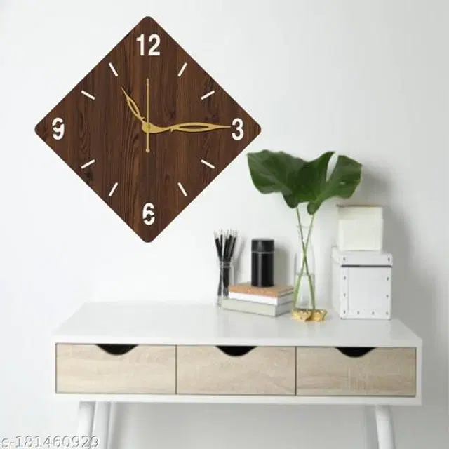 Wooden Wall Clock for Home, Brown