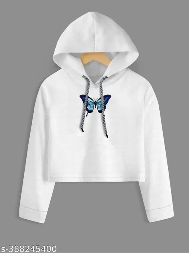 Cotton Blend Hoodie for Girls (White, 9-10 Years)