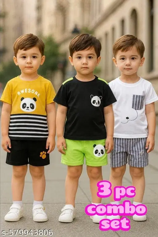 Hosiery Cotton Printed Clothing Set for Kids, Multicolor, Pack of 3 (18-24 Months)