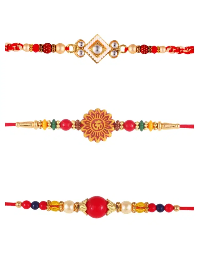 Designer Rakhi for Rakshabandhan, Multicolor, Pack of 3