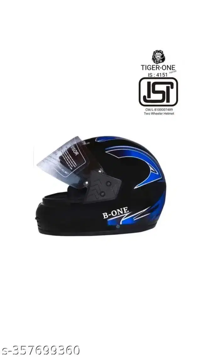 Full Face Helmet for Men & Women, Black & Blue