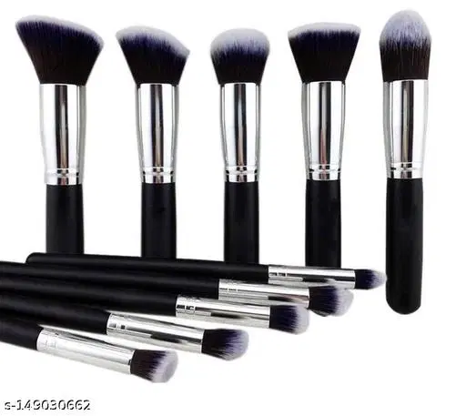 Premium Beauty Series 10 Pcs Black Makeup Brush Set  (Pack of 10)