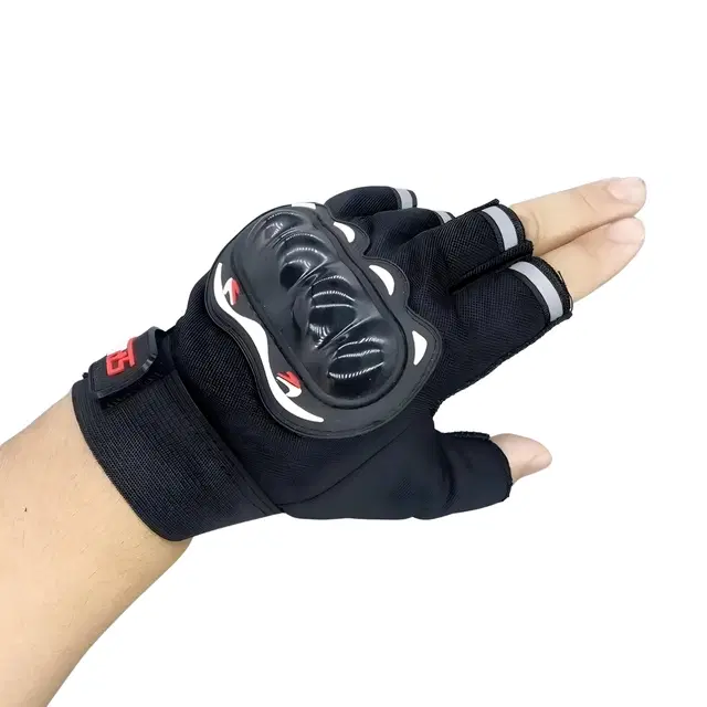 Polyester Half Finger Riding Gloves for Men, Set of 1 (Black)