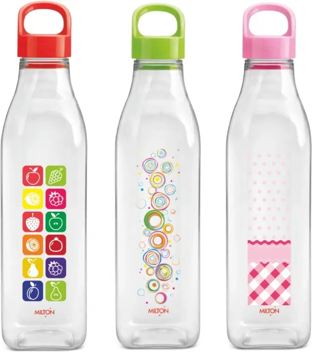 Milton Plastic Water Bottles, Pack of 3, Multicolor, 1000 ml