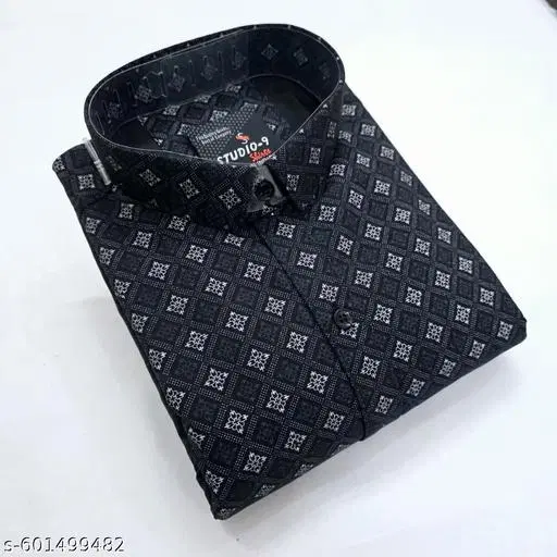 Cotton Blend Checked Shirt for Men, Black (XL) Pack of 1