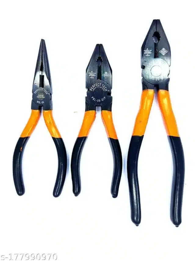 Combination & Long Nose Plier, Set of 3, Orange & Black