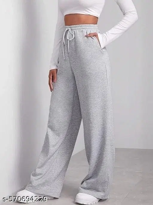 Cotton Blend Solid Trousers for Men, Grey (XXL)