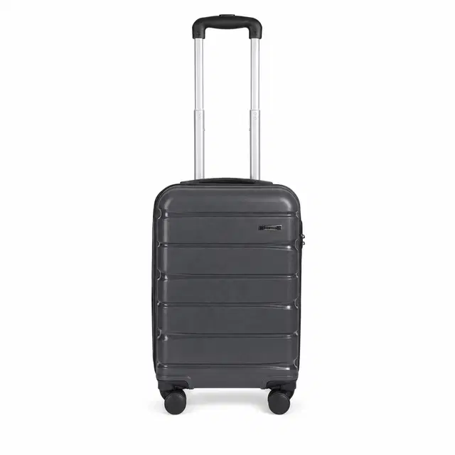 Teakwood Uno Small Hard Trolley Bag With 360° Spinner 8 Wheels, Dark Grey