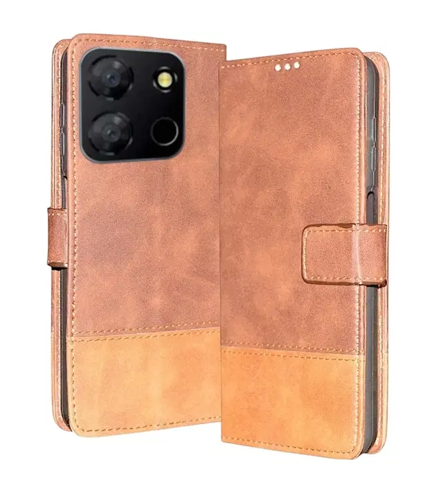 Artificial Leather Flip Cover For Itel A663Lc / A05S / A60 / 05I, Brown