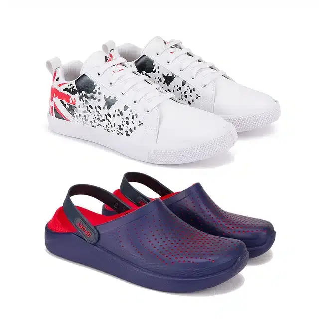 Canvas shoes with Clogs for Men, Pack Of 2 (Multicolor, 7)